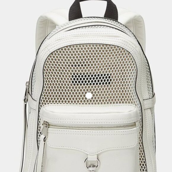 Rebecca Minkoff Net Mini Mab White Leather Backpack - Picture 1 of 15